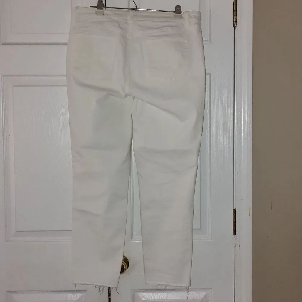 Talbots flawless slim ankle white raw hem jeans Sz 14 NWOT - Picture 4 of 8